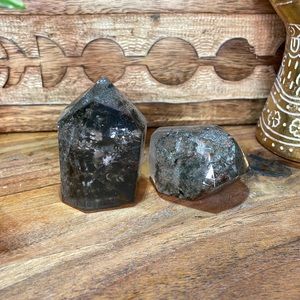 Radiant Garden Quartz Pair: Tower and Freeform - Embrace Nature's Charm!